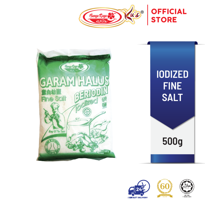 Garam Halus Beriodin Iodized Fine Salt 500g Bunga Raya Kus Lazada 2524