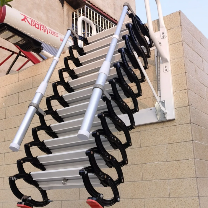 【HOT】Attic aluminum telescopic ladder Home loft Ladder Pull Down