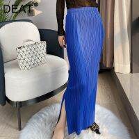 【CW】 DEAT Pleated Skirt Side Split Elastic Waist Pick Hip 2022 New Fashion 15JK249