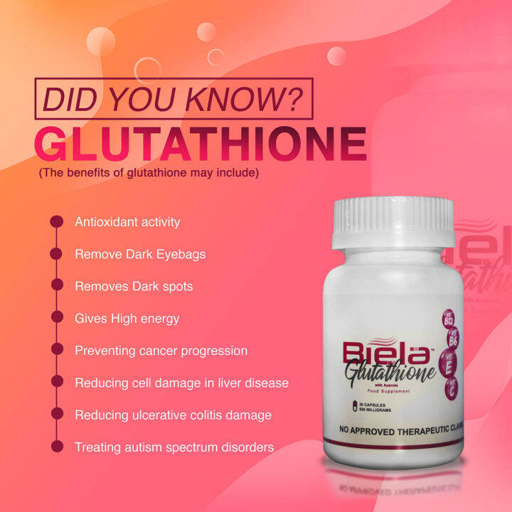 Authentic BIELA Glutathione ACEROLA +VITAMIN C+ VITAMIN E + Vitamin B6