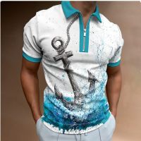 Summer POLOS Mens Casual Short Sleeve Lapel T-Shirt 3D Printing Short Sleeve Mens