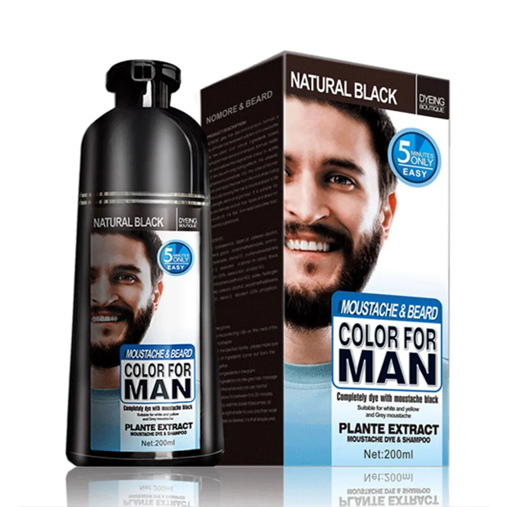 Hisome 200ml Natural Long Lasting Permanent Black Beard Dye Shampoo For Men  Beard Dying Removal White Gray Beard Hair | Lazada
