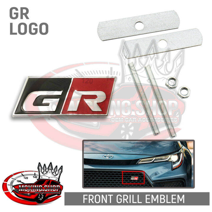 GR Logo Front Grill Emblem For Toyota Corolla,Rav4,Hilux,Vios,Avensis