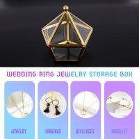 Glass Ring Box Wedding Jewelry Case Immortal Flower Glass Cover Creative Home Decoration