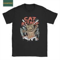 Hipster Cat Attack Tshirt For Men 100 Cotton T Shirt Animal Tee Shirt Clothing 100% cotton T-shirt