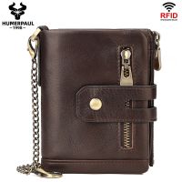 ZZOOI Small Wallet Men Genuine Leather Hasp Zipper Coin Pocket Bussiness RFID Credit Card Holder Luxury Male Mini Clutch Money Bag