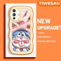 YIWESAN เคสสำหรับ VIVO V23 Pro 5G ลายการ์ตูนดาวโดราเอมอนสีชมพูขอบคลื่นกันกระแทกแบบใสนิ่มเคสมือถือโปร่งใสลายกล้องถ่ายรูปที่สร้างสรรค์เคสซิลิกาเจลฝาครอบป้องกัน