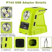；’；‘、。 USB Battery Adapter Portable Power Source With 420LM LED Work Light With Hook For Ryobi 18V One+ Lithium-Ion Battery P107 P108