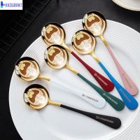 Spoon Stainless Steel Spoon Rice Spoon Coffee Spoon Korean Spoon Cartoon Spoon Round Head Spoon KDURANT