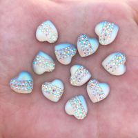 40pcs 12mm Resin Heart Cats Eye Flatback Rhinestone Wedding Buttons DIY Crafts R421 Haberdashery