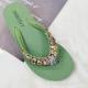 Hot sell Glitter Flip Flops Slippers Women Summer Fashion Outdoor Rhinestone Chain Wedge Beach Slippers Jelly Hawaiian Flat Sandals