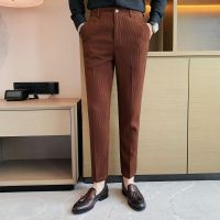 GISU MALL-New Waffle Trousers Non ironing Casual Solid Color Suit Pants Premium Feel Suit Mens Pants