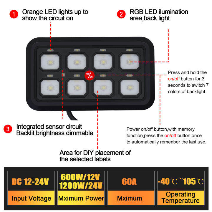 พร้อมแอป-ไม่มีแอป-มอเตอร์ทั่วไป8กลุ่ม-ba80แผงสวิตช์กล่องแผงควบคุมระบบสัมผัสอัตโนมัติ-led-หรี่แสงได้รีเลย์อิเล็กทรอนิกส์สำหรับ-atv-utv-เอสยูวี