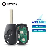 KEYYOU คีย์ปุ่มควบคุมระยะไกล433Mhz 2คีย์สำหรับเรโนลด์ดัสเตอร์ Modus Clio 3 Twingo DACIA Logan Sandero Kangoo PCF7947ชิป PCF7946