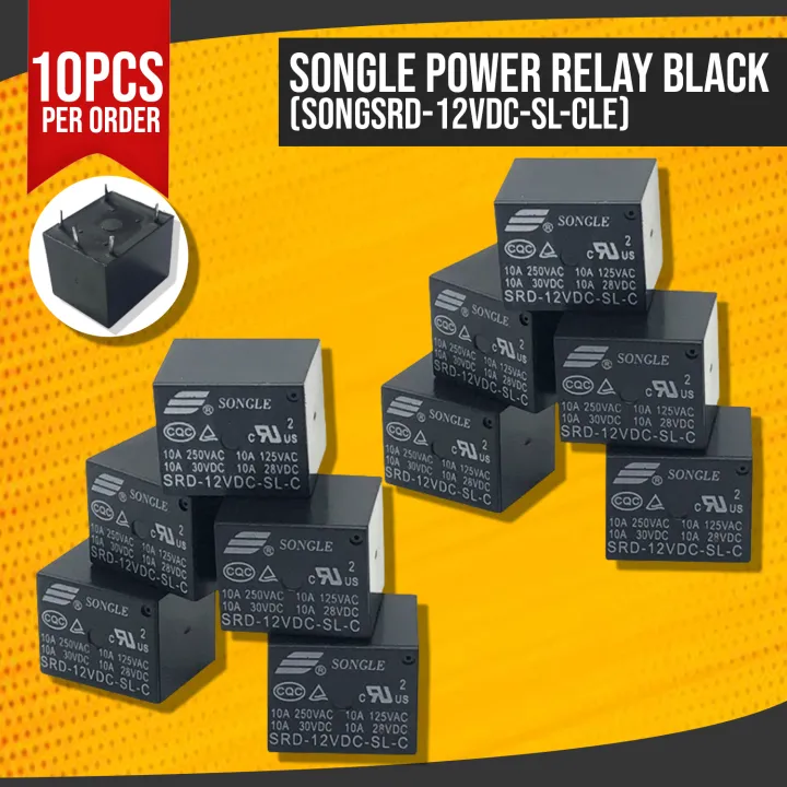 10pcs 12V DC SONGLE Power Relay Mini Heavy Duty BLACK Lazada PH