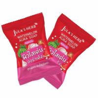 สบู่แตงโม จุฬาเฮิร์บ วอเตอร์เมลอน ออร่า โซฟ Jula’s Herb Watermelon Aura Soap แพ็ค  4 ก้อน จัดส่งเร็ว