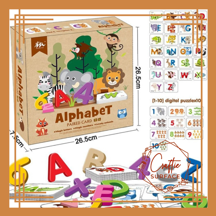 Wooden Alphabet and Numbers Paired Cards | Wooden Toys for Kids with A ...