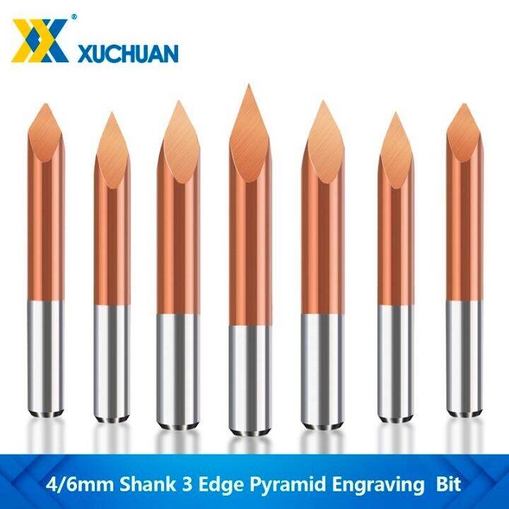 เครื่องตัดมิลลิ่ง-3d-4mm-6mm-shank-3-edge-pyramid-bit-ticn-coated-v-bit-carbide-end-mill-cnc-router-bit-สําหรับงานไม้