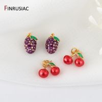 ♨❈ Enamel Fruit Grape And Cherry Pendants Charms DIY Making Necklace Bracelet Earrings Jewelry Pendants Wholesale