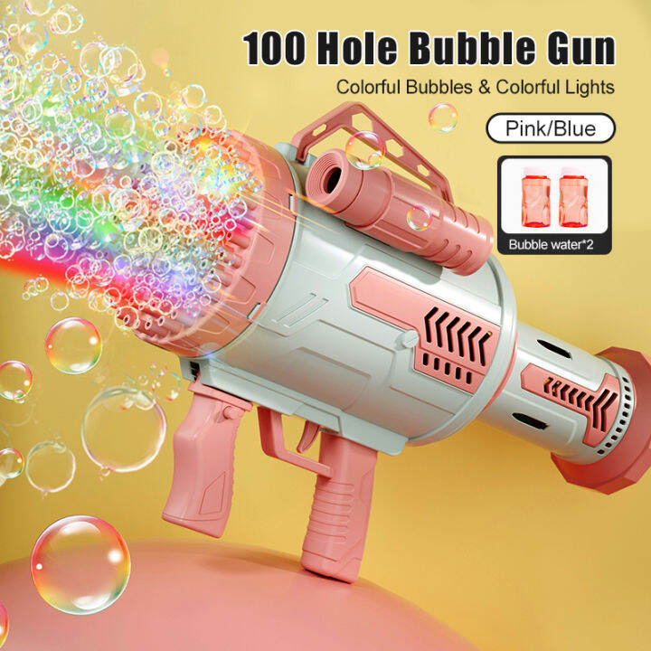 100 Holes Bubble Machine Gun Blower for TIK Tok Rocket Electric Gatling ...