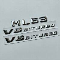 ML63 3D โครเมี่ยมสุดโฉบเฉี่ยวโครเมี่ยม2015ตัวติด V8 Biturbo ABS สัญลักษณ์สำหรับรถ Mercedes Benz AMG สติกเกอร์โลโก้ป้ายชื่อข้างลำตัว