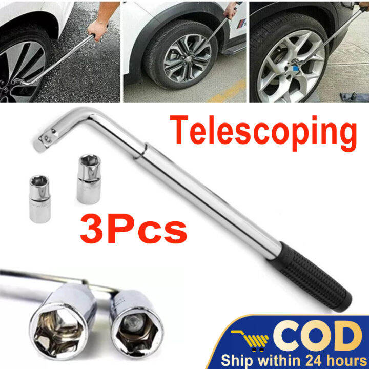 Telescoping Wheel Lug Nut Wrench Kit 17192123mm Sockets Brace