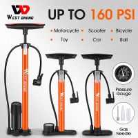 WEST BIKING Bike Floor Pump 160PSI High Pressure Cycling Air Pump Tire Ball Inflator Schrader Presta Motorcycle Car Bicycle Pump