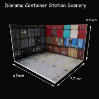 1/64 Diorama โมเดลรถคอนเทนเนอร์สถานีภาพทิวทัศน์พื้นหลังลานจอดรถจอแสดงผลรถหล่อขึ้นรูป