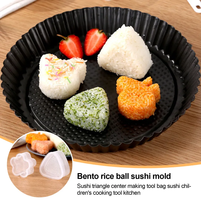 Sushi Making Mold， DIY Sushi Triangle Round Heart Making Kit Sushi Cooking  Tools For Kids Kitchen Tools Little Bear Piggy Sushi Model 
