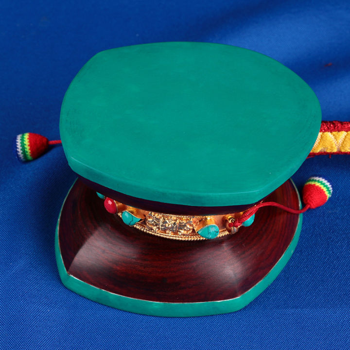 100-authentic-เนปาลเนปาลเนปาลนำเข้าทองแดงบริสุทธิ์สลักแหวนกลองบวกหนังแกะ-sanddan-ไม้ประณีตมือกลองทิเบตฝรั่งเศสกลองเครื่องดนตรีพระพุทธรูป