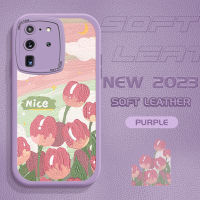 เคสโทรศัพท์พร้อมสำหรับ Samsung Galaxy S20 GalaxyS20 Samsung พิเศษผิวสัมผัสบางพิเศษเคสหลังหนังลายการ์ตูนสีชมพูดอกไม้เคสซิลิโคน PU ปกหนังโทรศัพท์