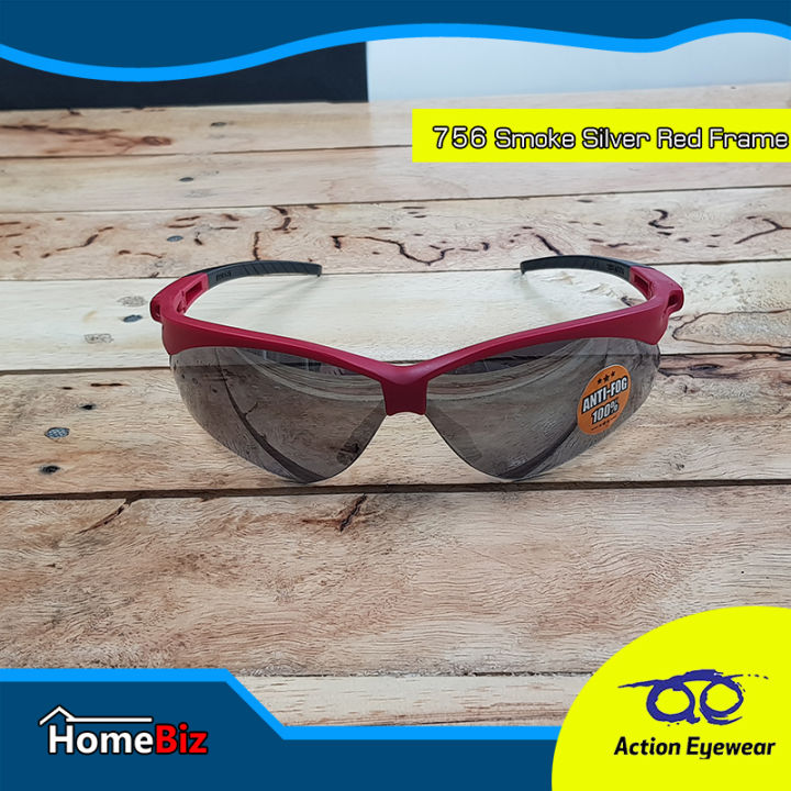 action-eyeware-756-smoke-silver-red-frame-แว่นตานิรภัย-แว่นกันแดด2020-แว่นตากันuv-แว่นกันแดดผู้ชาย-แถมฟรี-ซองผ้าใส่แว่น