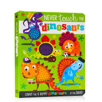 English original genuine touch book never touch the dinosaurs 5 dinosaurs count cover strong touch sense exercise baby small hand small muscle cardboard book childrens Enlightenment picture book