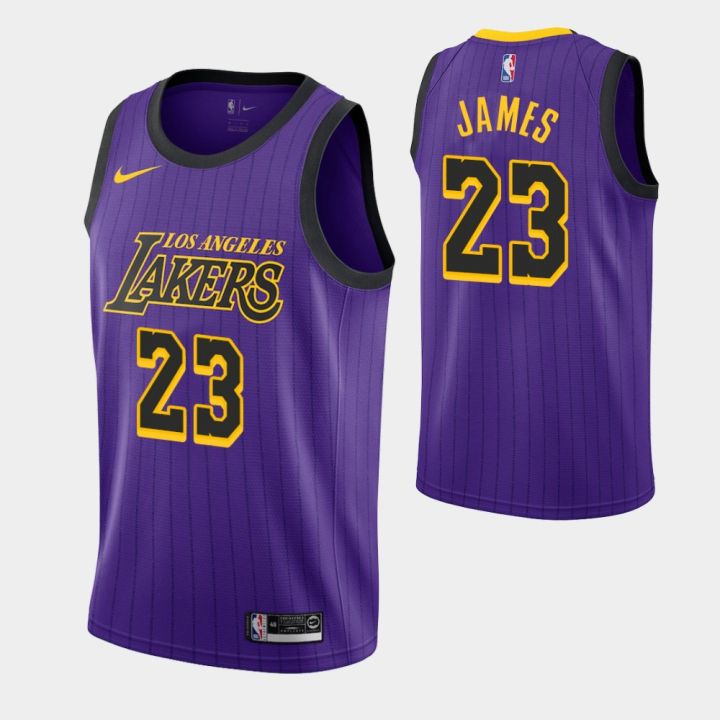 23 LeBron James Basketball Jersey Los Angeles Lakers Jersey - Black Yellow  Purple/Strip S-XXL 