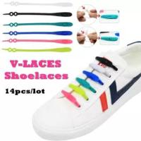 14 ชิ้น/ล็อต Self Tie Shoelaces - เชือกรองเท้าสำเร็จรูปยืดหยุ่นซิลิโคนผู้ใหญ่รองเท้าผ้าใบเด็กกีฬารองเท้าออกกำลังกาย Laces 14 ชิ้นชุด