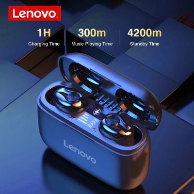 （Orange home earphone cover）Lenovo HT18หูฟังไร้สาย TWS,หูฟังบลูทูธไร้สาย5.0 1000MAH แบตเตอรี่หูฟังจอแสดงผลแอลอีดีชุดหูฟังสเตอริโอไฮไฟควบคุมระดับเสียง