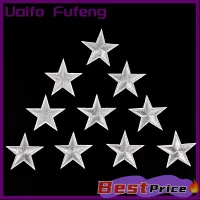 Uaifo แผ่นปักลายตราเหล็กบนรูปดาวสีเงินจำนวน10ชิ้นสติกเกอร์ปะติด