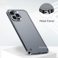 Suitable For Luxury Metal Frame Lens Protection Casing for IPhone 14 11 12 13 Pro Max 14Plus 13mini 12mini Aluminum Phone Case Matte Translucent Back Cover