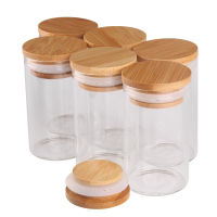 6 pieces 90ml Size 47x80mm Glass Bottles with Bamboo Lids Storage Spice Jars Glass Container for Gift DIY Crafts