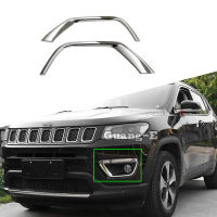 For Jeep Compass 2017 2018 2019 2020 2021 2022 Car ABS Chrome Cover Trim Front Head Fog Light Lamp Frame Stick Eyebrow Hoods