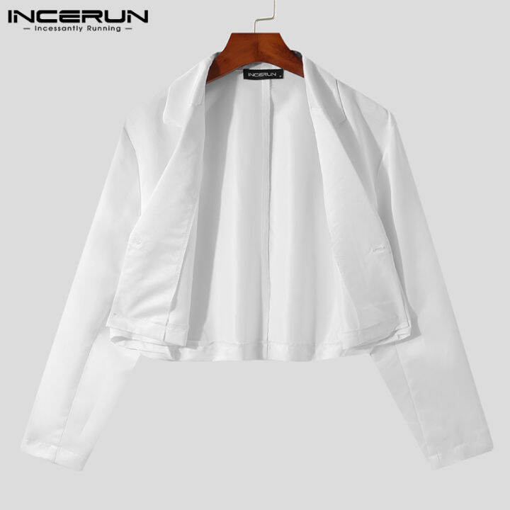 incerun-เสื้อเบลเซอร์แขนยาวสำหรับผู้ชาย-เสื้อแจ็กเก็ตเสื้อตัวสั้นเสื้อคลุมพาร์กาเสื้อโค้ทเสื้อเบลเซอร์สำหรับใส่ไปงานปาร์ตี้ทางการสไตล์เกาหลี