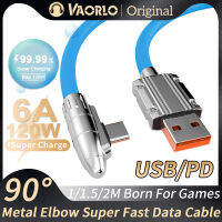 Vaorlo 6A ° ข้อศอก120W 90,ซูเปอร์ยูเอสบีเป็น Typec/ iPhone PD TypeC To Type-C/iphone Metal เหลวที่ชาร์จซิลิโคนสายสนับสนุนการส่งข้อมูล