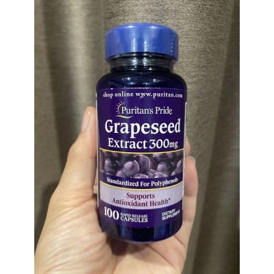 ตรงปก ของแท้ นำเข้า Puritan Grape seed extrac 300 mg สารสกัดเมล็ดองุ่น300 mg  100 แคปซูล exp 04/25