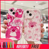 เคส OPPO Reno 7 7Z 8Z 5 4 6 8 A57 A55 A57S A57E A7 A17 A17K A5 A76 A9 A96 A33 A12 5F A77S A15 A54 A5S A3S 5K 4F 4 5 06 Lite เคส A52 A15S A74น่ารักลายหมีสตรอเบอร์รี่น่ารัก Lotso นุ่ม3D หยักขอบโค้งเคส