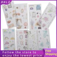 BNLO หลากสี สติกเกอร์ติดผนัง กระดาษ Washi สติ๊กเกอร์รูปดอกไม้ สติ๊กเกอร์ลายต้นไม้ สติกเกอร์ Washi ดีไอวาย