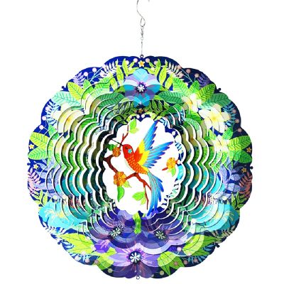 3D Rotating Wind Chime Outdoor Garden Metal Colorful Wind Turns Bird Garden Pendant for Garden Decoration