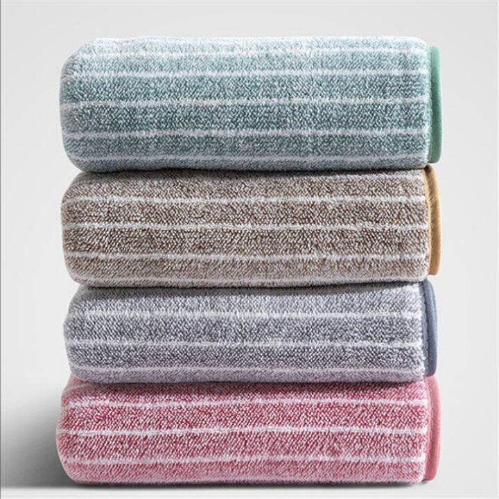 1pc-34x75cm-coral-velvet-striped-thickened-soft-absorbent-bathroom-adult-hand-towel