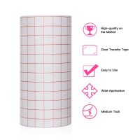 Adhesive Vinyl Transfer Paper Tape Roll Transparent w/Red Alignment Grid Mid Tack Craft Decals Sheet DIY 30*20cm/100cm Wall Stickers Decals