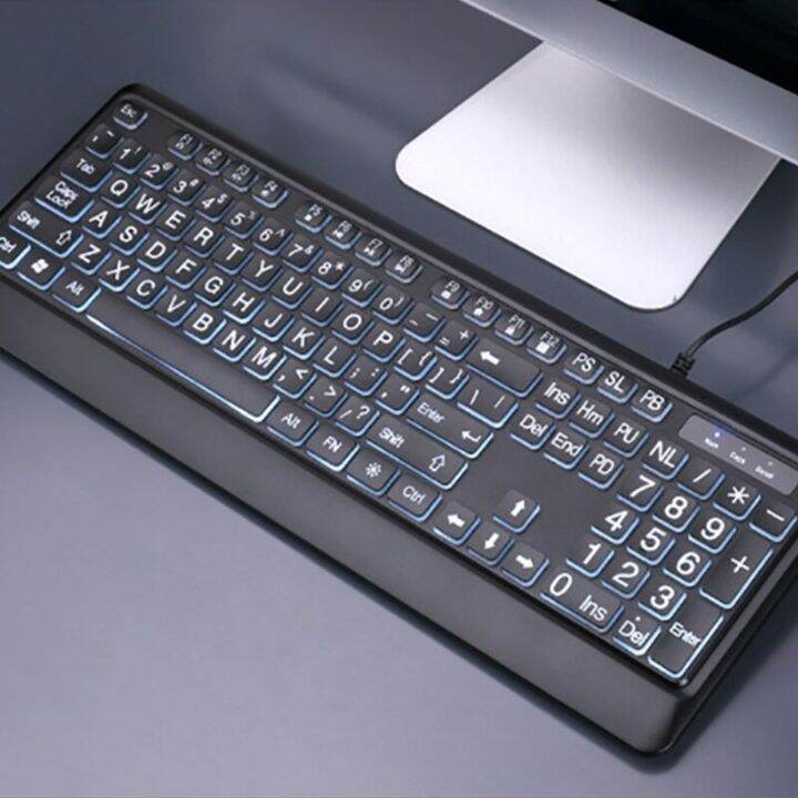 LED Backlit Keyboard 104 Keys Standard Full Size USB Wired Backlit