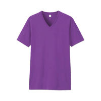 Tatchaya เสื้อยืด คอตตอน สีพื้น คอวี แขนสั้น Amethyst (สีม่วง) Cotton 100%